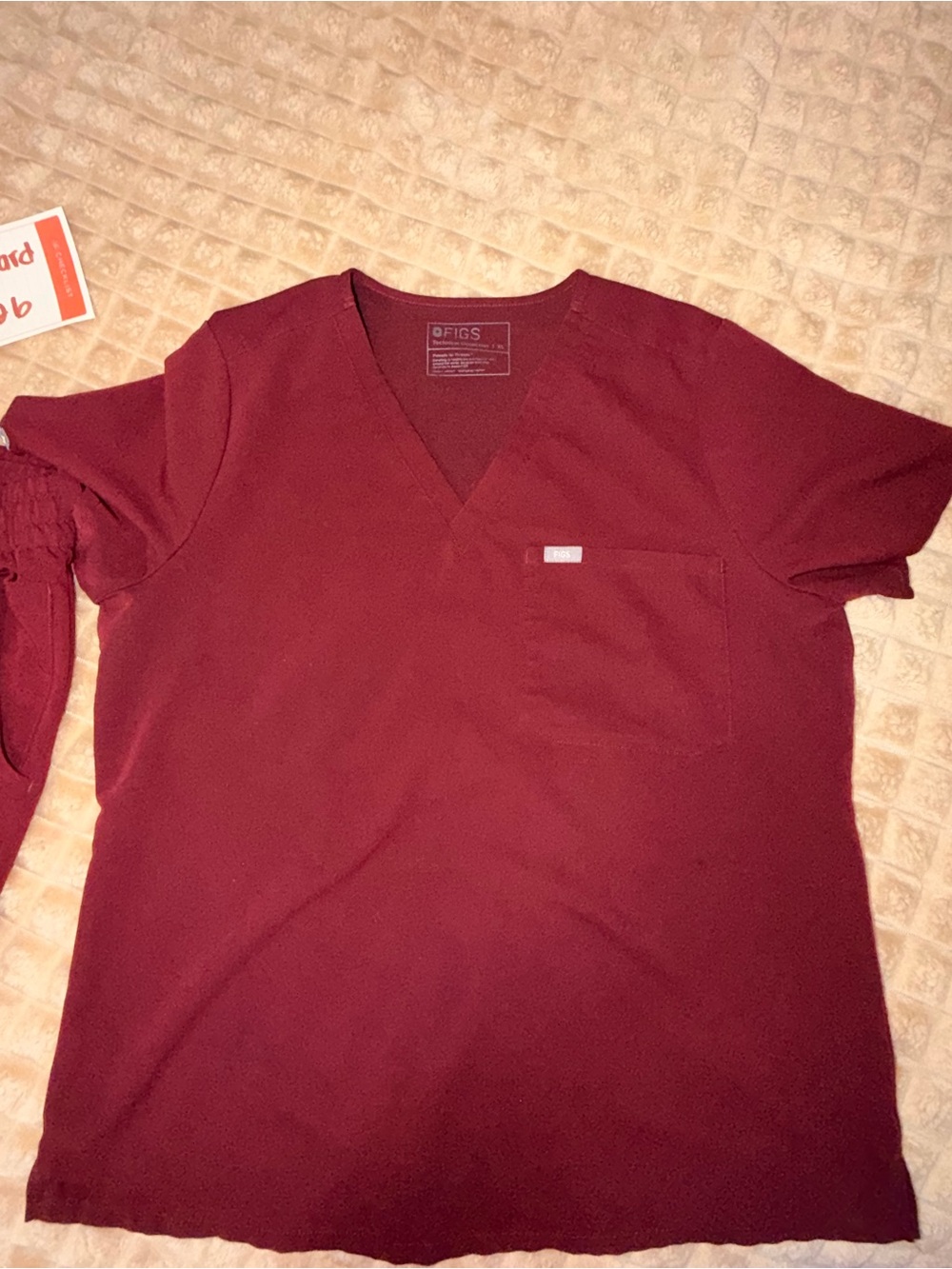 Figs Women's V-Neck Scrub Top in Burgundy